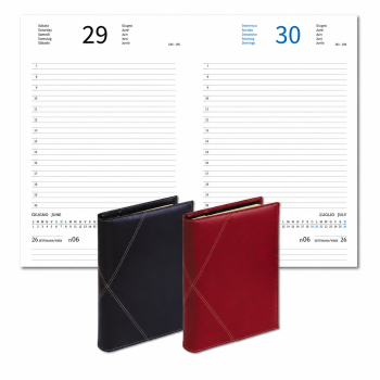 Agenda giornaliera Canyon 17x24 cm con copertina a portafoglio e cuciture a contrasto