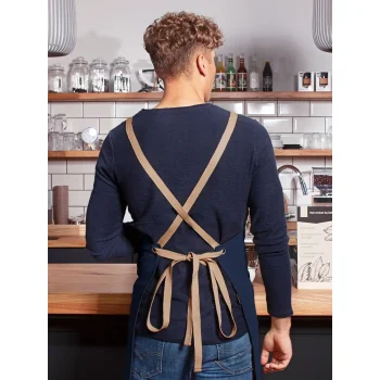 Bib Apron With Crossed Ribbons And Big Pocket