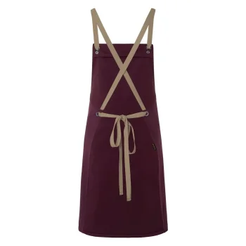 Bib Apron With Crossed Ribbons And Big Pocket