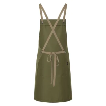 Bib Apron With Crossed Ribbons And Big Pocket