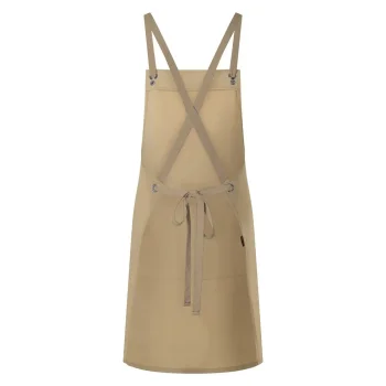 Bib Apron With Crossed Ribbons And Big Pocket