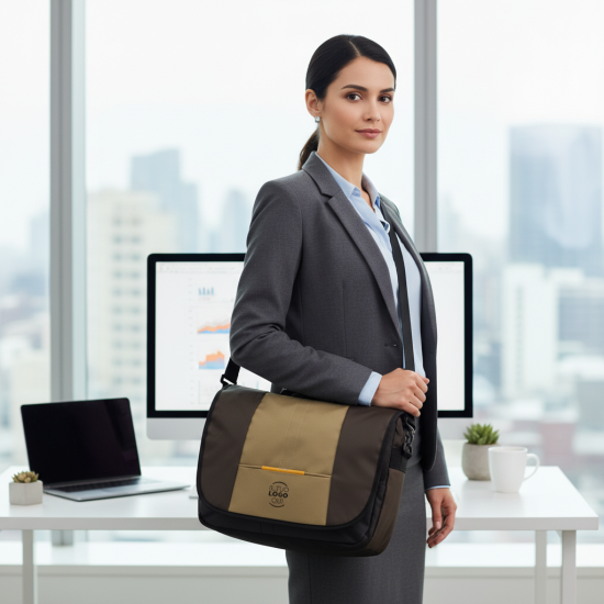 Borsa congresso Falcon a tracolla in durafibre 840 con patella e dettagli eleganti