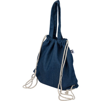 Borsa denim riciclato con coulisse Dex