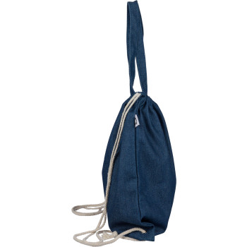 Borsa denim riciclato con coulisse Dex
