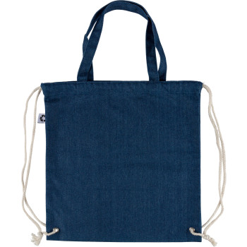 Borsa denim riciclato con coulisse Dex