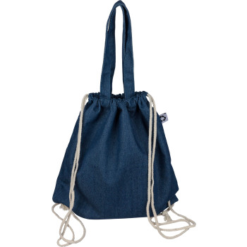 Borsa denim riciclato con coulisse Dex