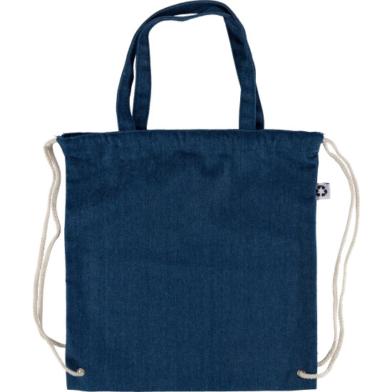 Borsa denim riciclato con coulisse Dex