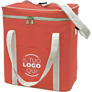 Borsa termica con tasca frontale e tracolla regolabile in poliestere 600 D