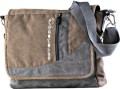 Borsa tracolla " coveri sport" in canvas grigio con inserti marrone 5 tasche logo ricamato