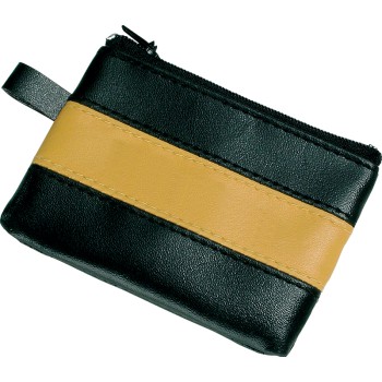 Borsellino p.chiavi in pvc nero con bandina colorata verde