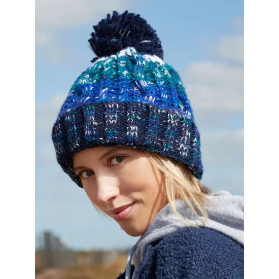 Corkscrew Pom Pom Beanie