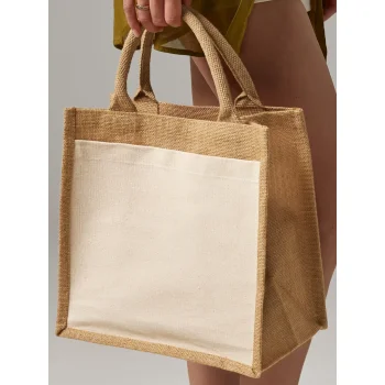 Cotton Pocket Jute Midi Tote