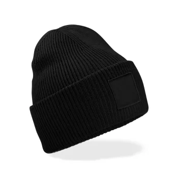 Deep Cuffed Tonal Patch Beanie 