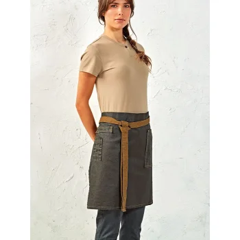 Division Waxed Look Denim Waist Apron