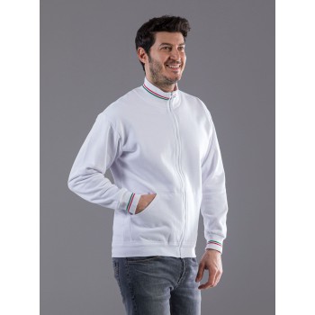 FELPA ZIP COSTINA CONTR.100%C