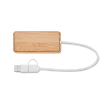 HUBBAM - Hub USB a 3 porte in bamboo