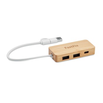 HUBBAM - Hub USB a 3 porte in bamboo