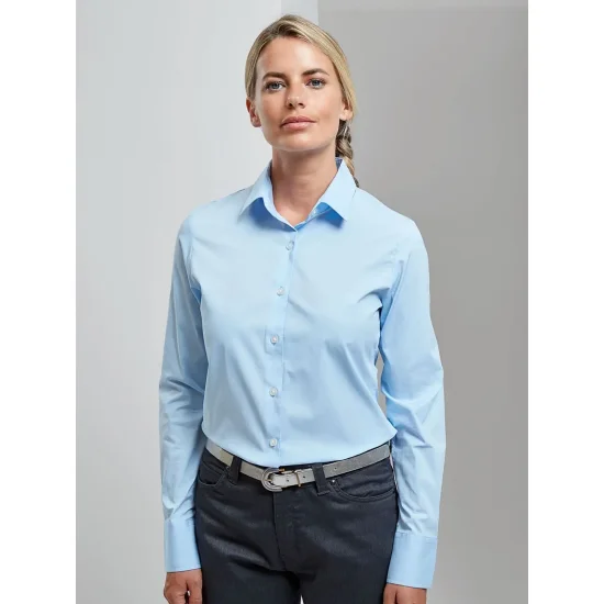 Ladies'' Stretch FitCotton Poplin Long Sleev Shirtt
