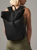 Matte PU Roll-Top Backpack
