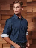 Men's Denim-Pindot Long Sleeve Shirt