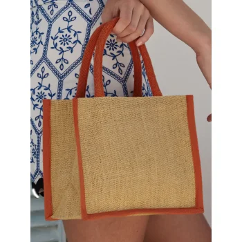 Natural Starched Jute Mini Gift Bag