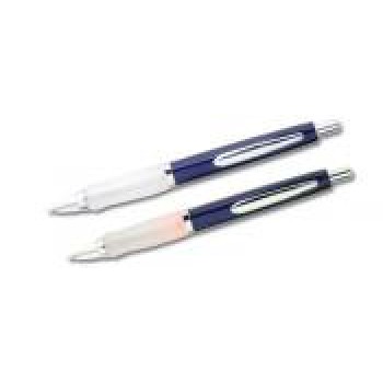 Penna sfera scatto in metallo blu impugnatura silicone trasparente con luce rossa refil blu