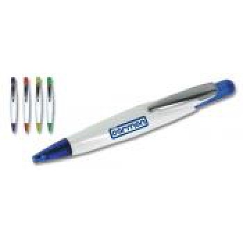 Penna sfera scatto pl. ferm. metallo cromato fusto bianco rif.verdi refil nero