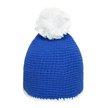 Pompon Hat with Contrast Stripe