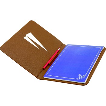 Portablocco in pelle cognac wrc due tasche interne e blocco notes