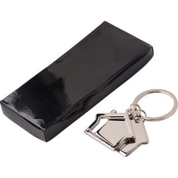 Portachiavi a forma di casa, in lega di zinco Amaro