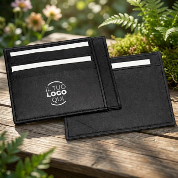 Portafoglio piatto in vera pelle pieno fiore con tasche portacarte