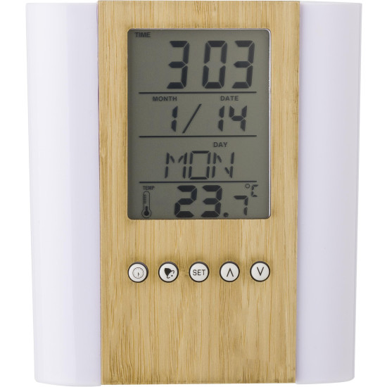 Portapenne in bamboo e plastica da tavolo Hassan