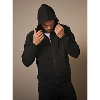 Ribbed Interlock Hooded Full Zip