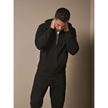 Ribbed Interlock Hooded Full Zip