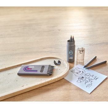 Set 6 matite colorate in legno con rifiniture in nero Holger