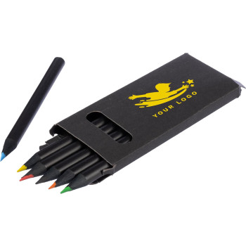 Set 6 matite colorate in legno con rifiniture in nero Holger