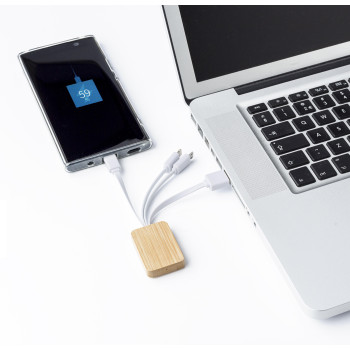 Set cavi per la ricarica 3 in 1 in bamboo Brandan
