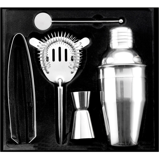 Set cocktail 5 accessori, in acciaio inox Natalina