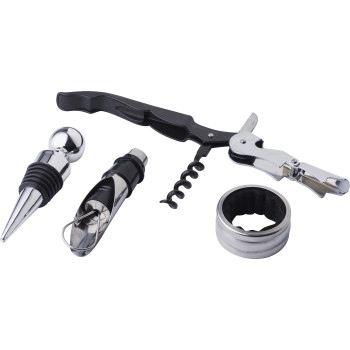 Set vino de PU com aspeto de cortiça con 4 accessori Milana