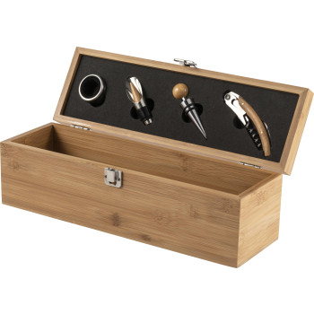 Set vino in bamboo ed acciaio inox Gareth