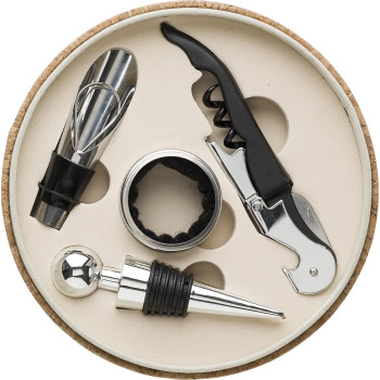 Set vino in sughero con 4 accessori Milana