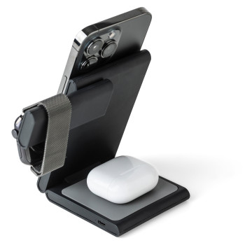 Stazione di ricarica wireless 3-in-1 in ABS riciclato Valerio