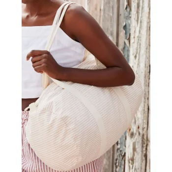 Striped Organic Cotton Barrel Bag