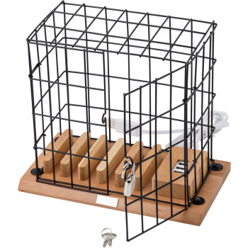 Supporto per smartphone in gabbia, in legno ed alluminio Adam