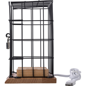 Supporto per smartphone in gabbia, in legno ed alluminio Adam