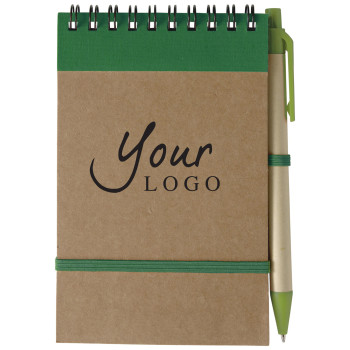 Taccuino in carta riciclata, con penna a sfera Emory