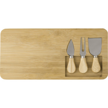 Tagliere per formaggi in bambù, incluso tre utensili Regina