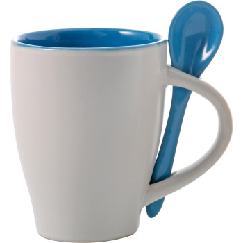 Tazza in ceramica con cucchiaio, capacità 300 ml Eduardo