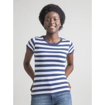 WOMEN'S STRIPY TEE 100%C