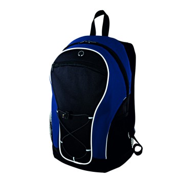 Zaino  in polyestere 600D colore rosso tasca frontale e uscita per cuffie